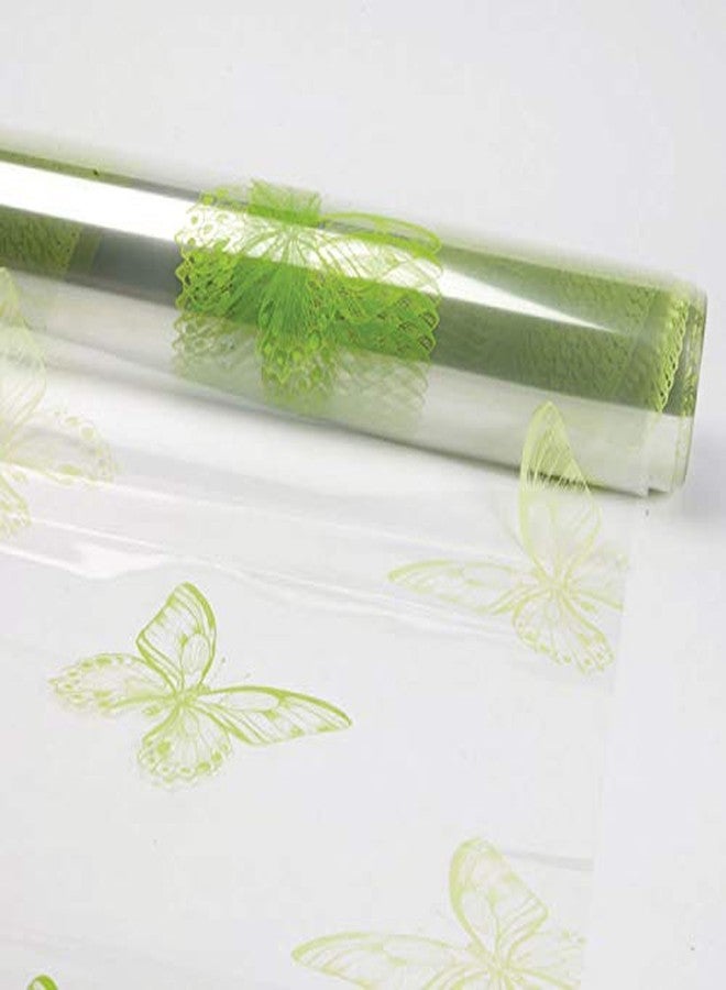 اويسيس لفة سيلوفان لتغليف الهدايا من أواسيس، متعددة الاستخدامات لتغليف سلال الهدايا وباقات الزهور، 80 سم × 25 متر، قطعة واحدة، بنقشة فراشات خضراء - Image 1